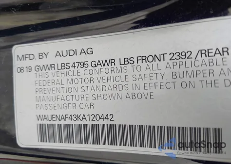 2019 Audi A4 45 Premium z USA, uszkodzony, nr VIN WAUENAF43KA120442